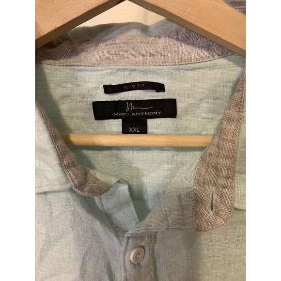 Marc Anthony Men’s‎ Sz XXL Button Shirt Green  Linen Blend Button Down - Picture 2 of 8